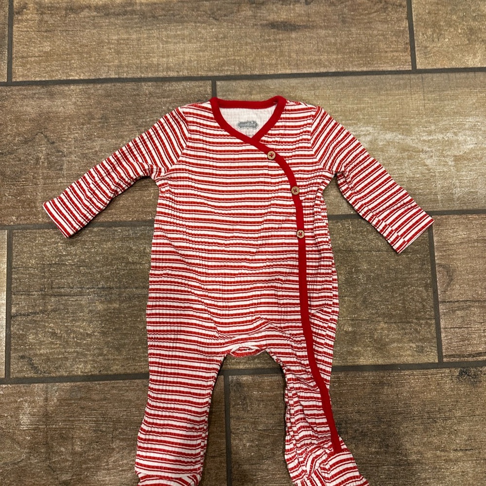 Mud Pie Striped Red and White Kids Footie